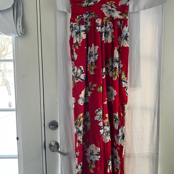 Band of Gypsies L Red Multicolor Floral Strapless Romper Jumpsuit EUC - Picture 5 of 14